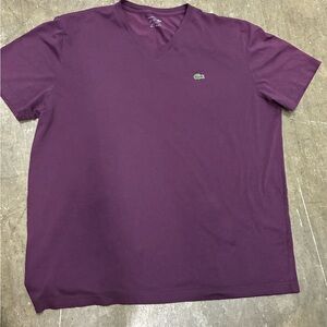 Lacoste Men's Deep Purple V-Neck Tee